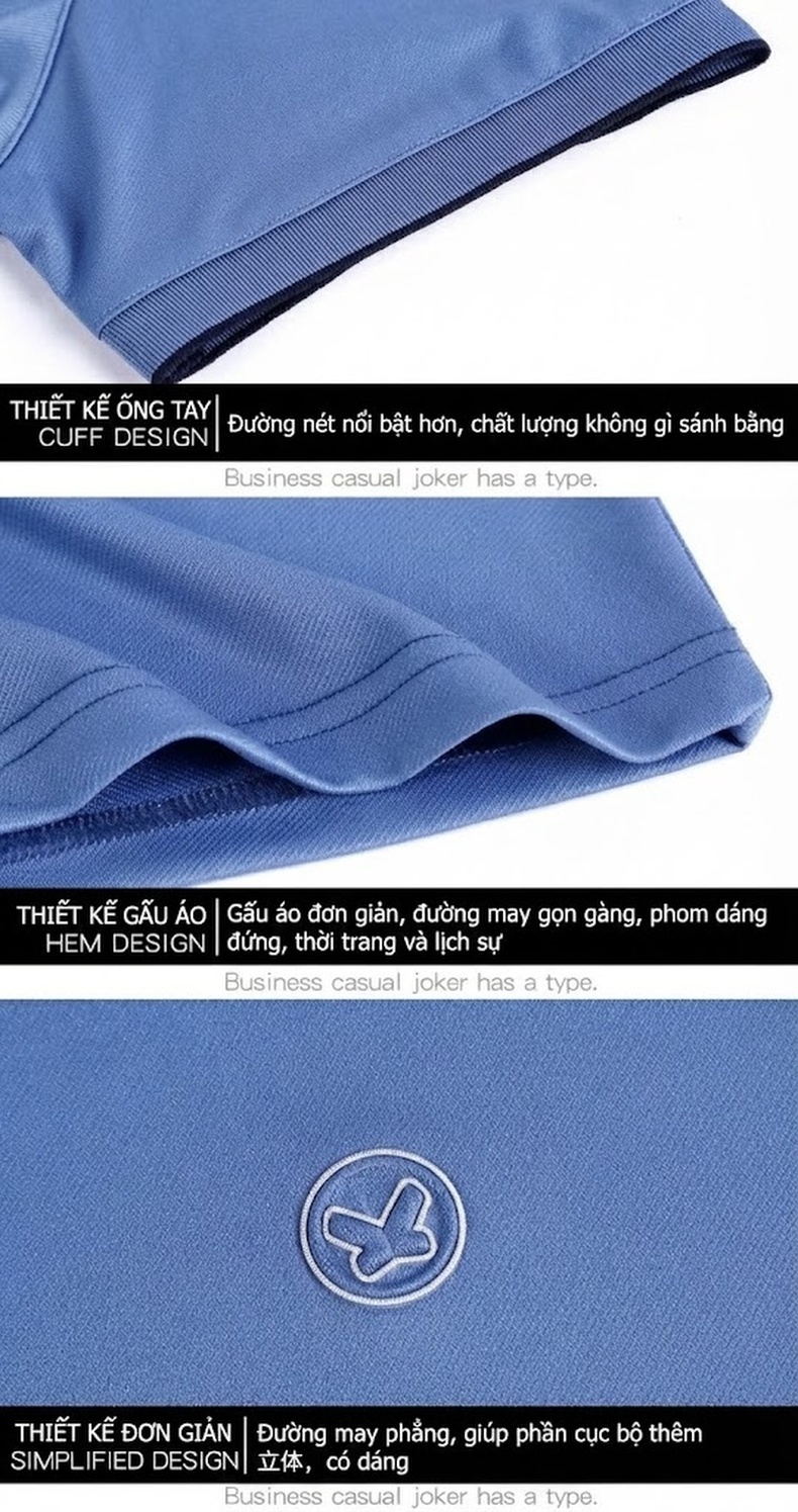 Áo Thun Nam Tay Ngắn Cotton Lụa Cao Cấp Chống Nhăn Màu Tím, Xanh Dương, Xám chi tiết 33
