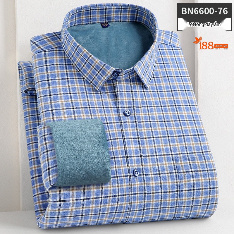 Áo Sơ Mi Nam Dài Tay Cotton Lót Lông Dày Dặn Giữ Ấm Màu Xanh Dương, Xám, Đen, Đỏ...