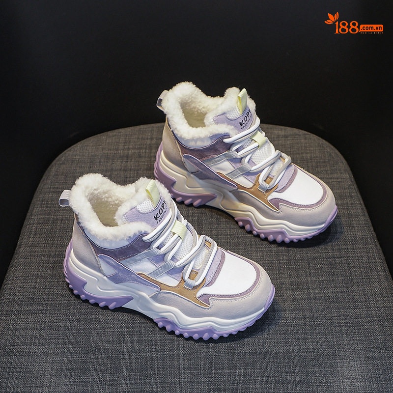 Giày Sneaker Nữ Da Mờ Đế Dày Phong Cách Ulzzang Chiều Cao Đế Khoảng 5cm Màu Trắng, Hồng, Tím, Xám... chi tiết 8