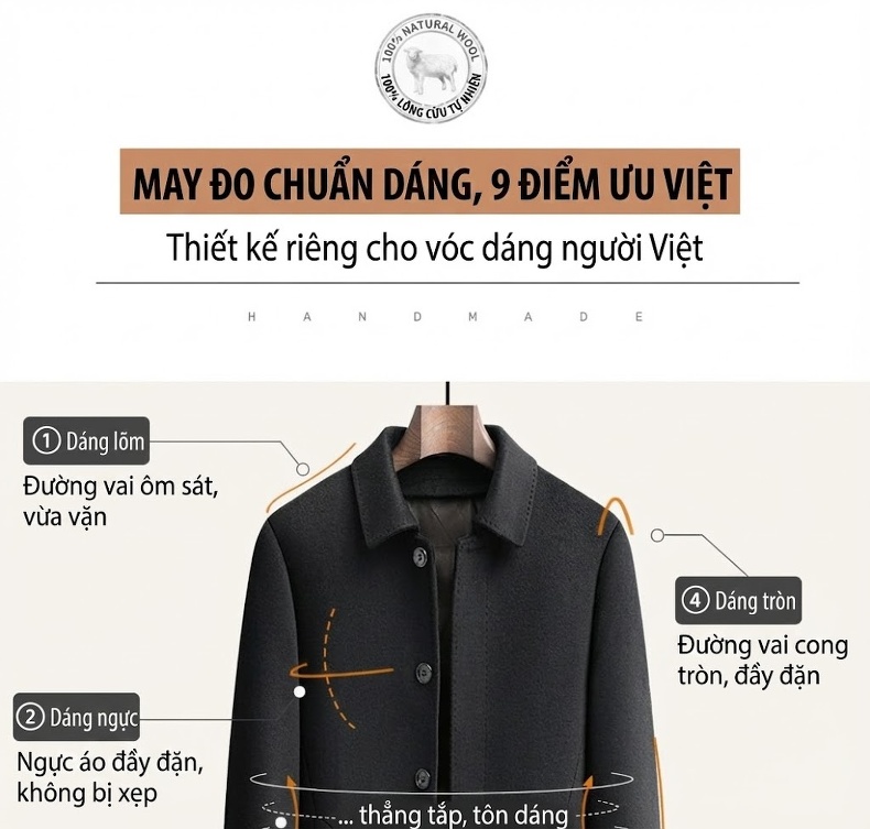 Áo Khoác Dạ Nam Lông Vũ Tháo Rời Hai Mặt Trung Niên Màu Đen, Xám chi tiết 5