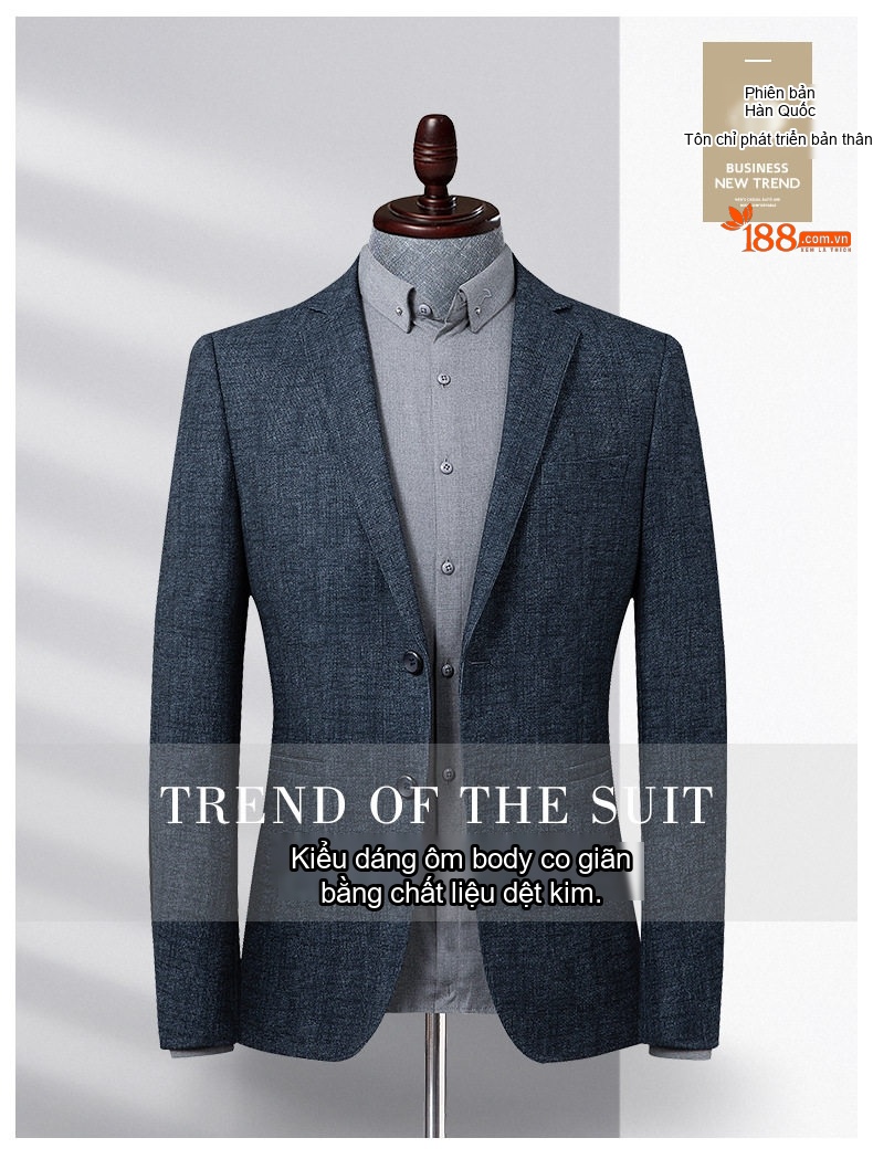 Áo Vest/Blazer Nam Co Giãn Phong Cách Hàn Quốc Màu Xanh Navy chi tiết 22
