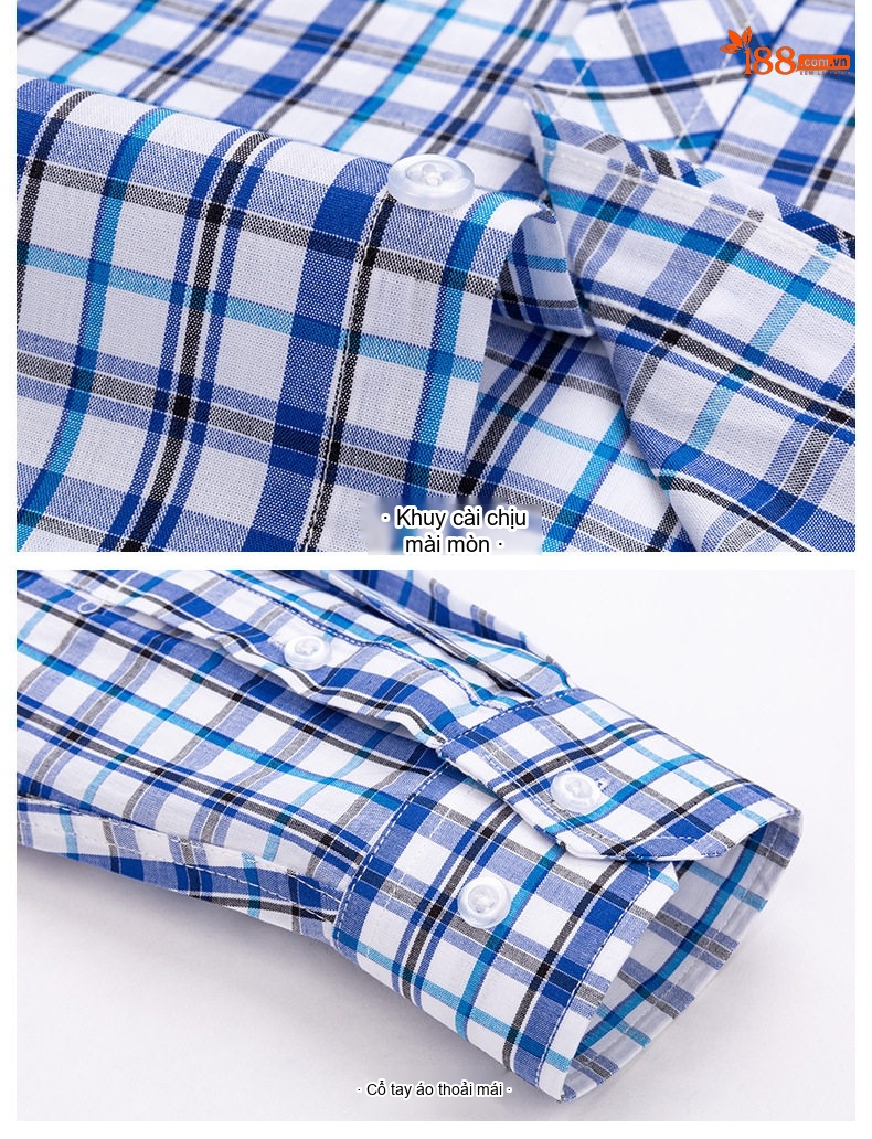 Áo Sơ Mi Dài Tay Nam Cotton Mỏng Phong Cách Thời Trang Họa Tiết Kẻ Caro chi tiết 15
