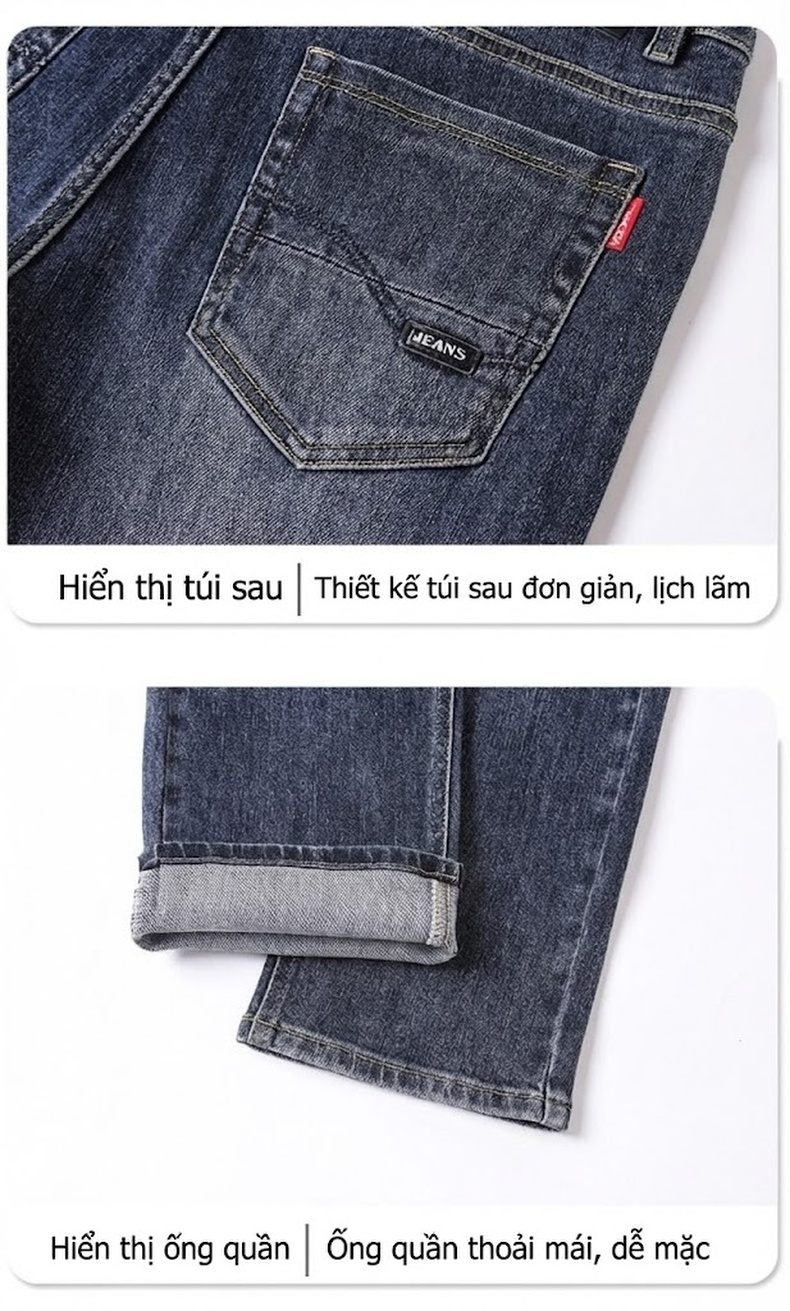 Quần Jean Nam Ống Đứng Dáng Rộng Co Giãn Thoải Mái Phong Cách Thu Đông Màu Xanh Đậm, Xanh Nhạt chi tiết 24