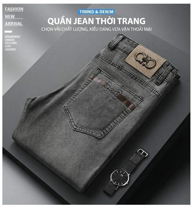 Quần Dài Nam Ống Đứng Co Giãn Màu Xanh Lam Nhạt chi tiết 1