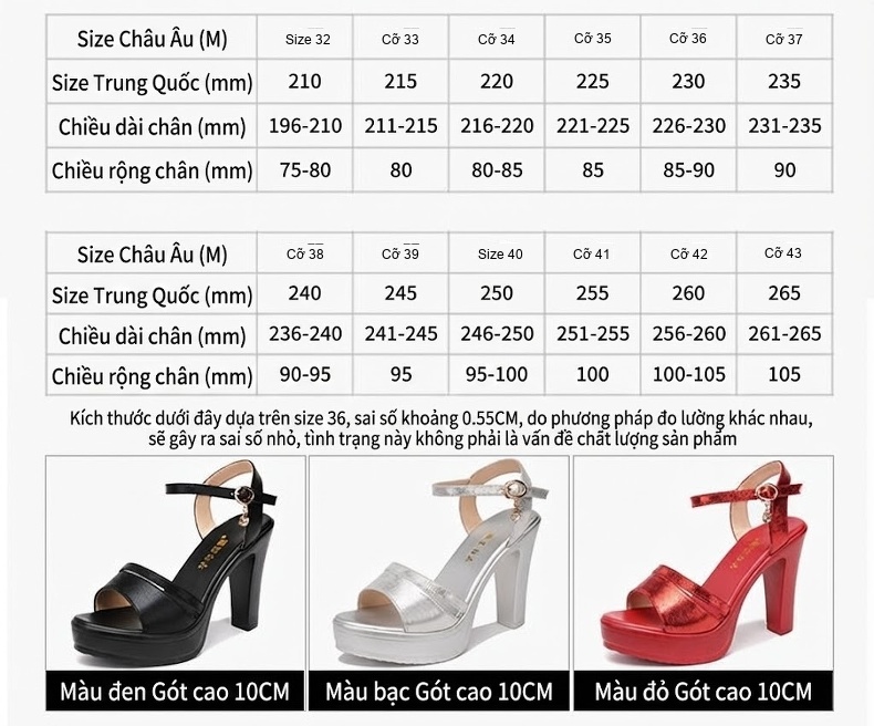 Giày Sandal Cao Gót Nữ Quai Ngang Đế Xuồng Da Bóng Gót Cao 8cm Màu Đen, Đỏ, Bạc chi tiết 5