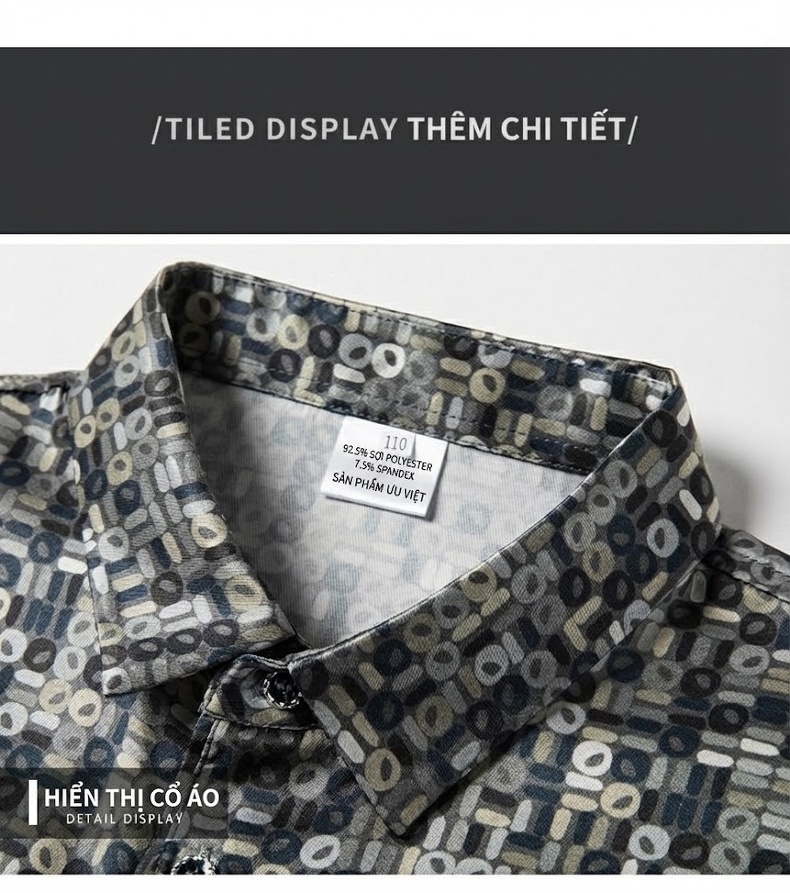 Áo Thun Nam Tay Ngắn Trung Niên Cotton Lụa Họa Tiết chi tiết 8