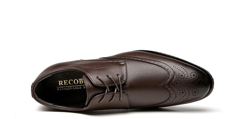 Giày Tây Buộc Dây Nam Da Bóng Brogue Chiều Cao Đế Khoảng 3cm Màu Đen, Nâu chi tiết 20