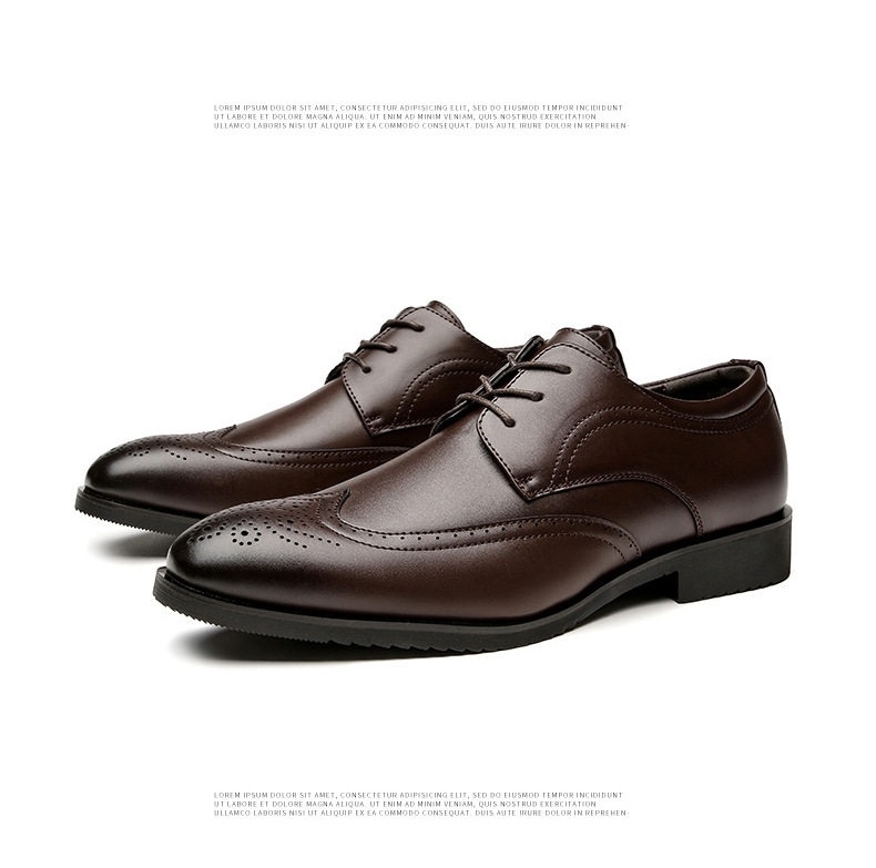 Giày Tây Buộc Dây Nam Da Bóng Brogue Chiều Cao Đế Khoảng 3cm Màu Đen, Nâu chi tiết 21