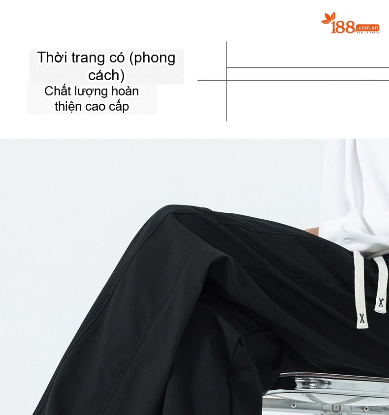 Quần thể thao nam dáng rộng ống suông phong cách đường phố chi tiết 7