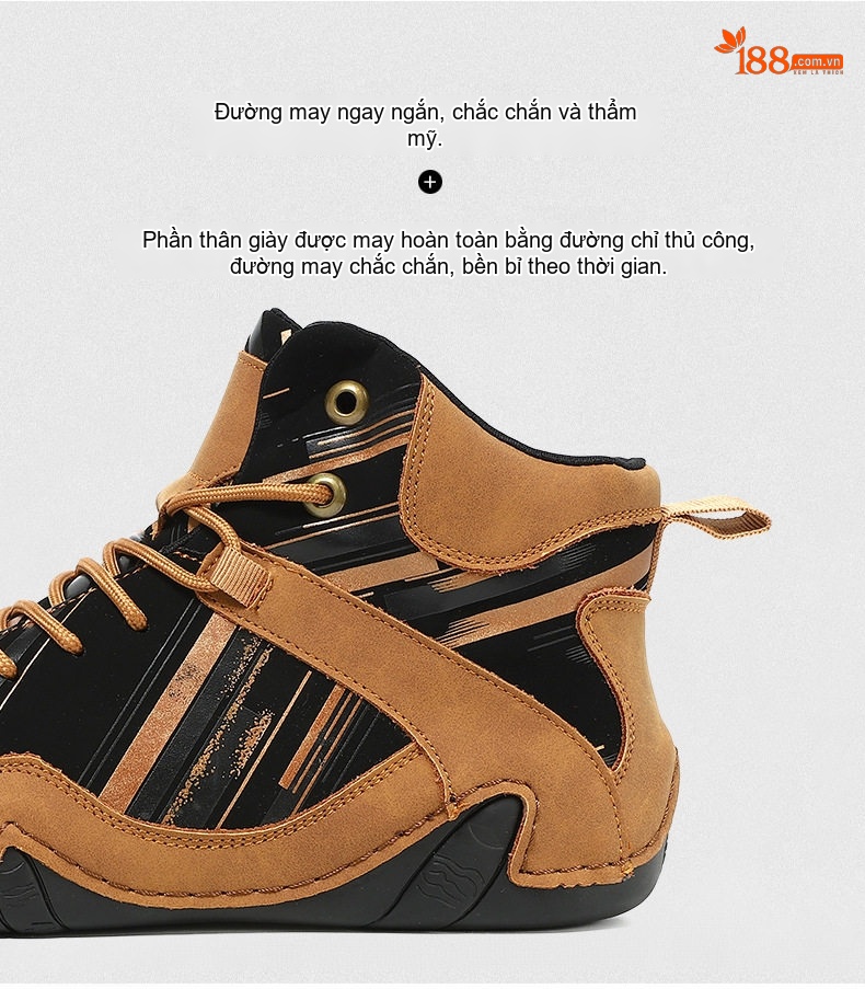 Giày Boot Martin Nam Cao Cổ Phong Cách Casual Chiều Cao Đế Khoảng 3cm Màu Đen, Nâu, Xám chi tiết 7