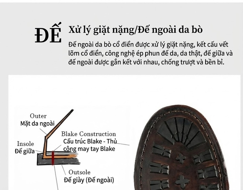 Giày Boot Nam Da Thật Cổ Ngắn Oxford Chiều Cao Đế Khoảng 3cm Màu Đen chi tiết 10