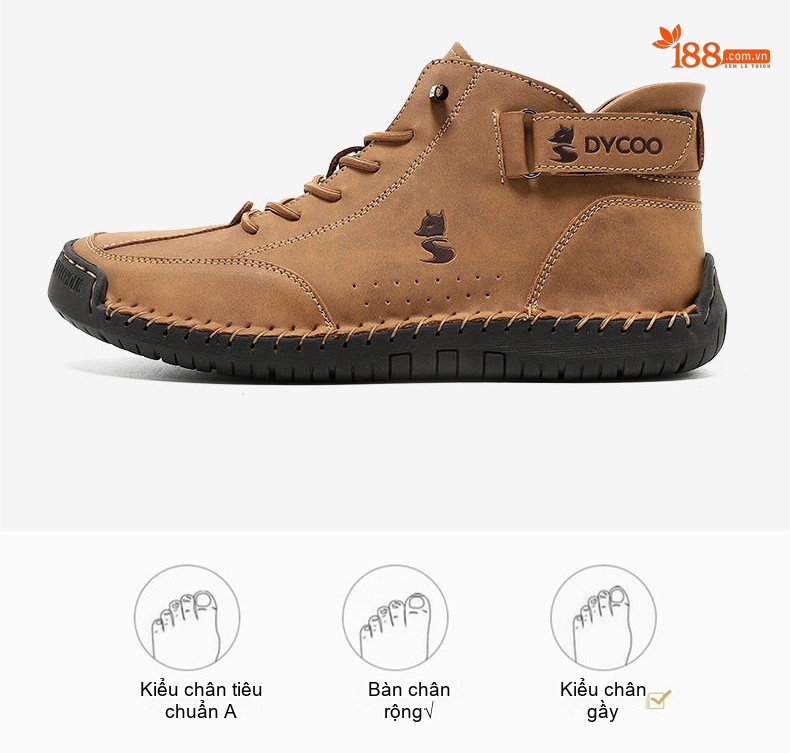 Giày Cao Cổ Nam Phong Cách Casual Chiều Cao Đế Khoảng 3cm Màu Nâu, Trắng, Xám chi tiết 8