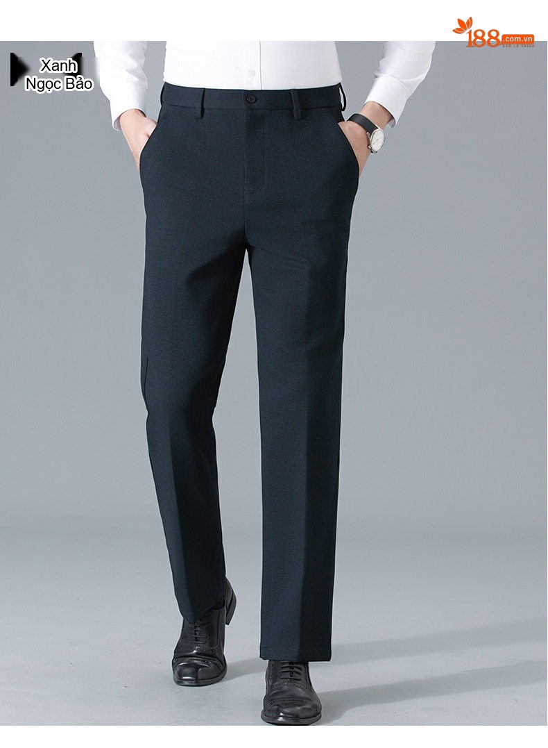 Quần Âu Nam Wool Dáng Suông Chống Nhăn Không Cần Là Màu Đen, Xanh Navy chi tiết 13