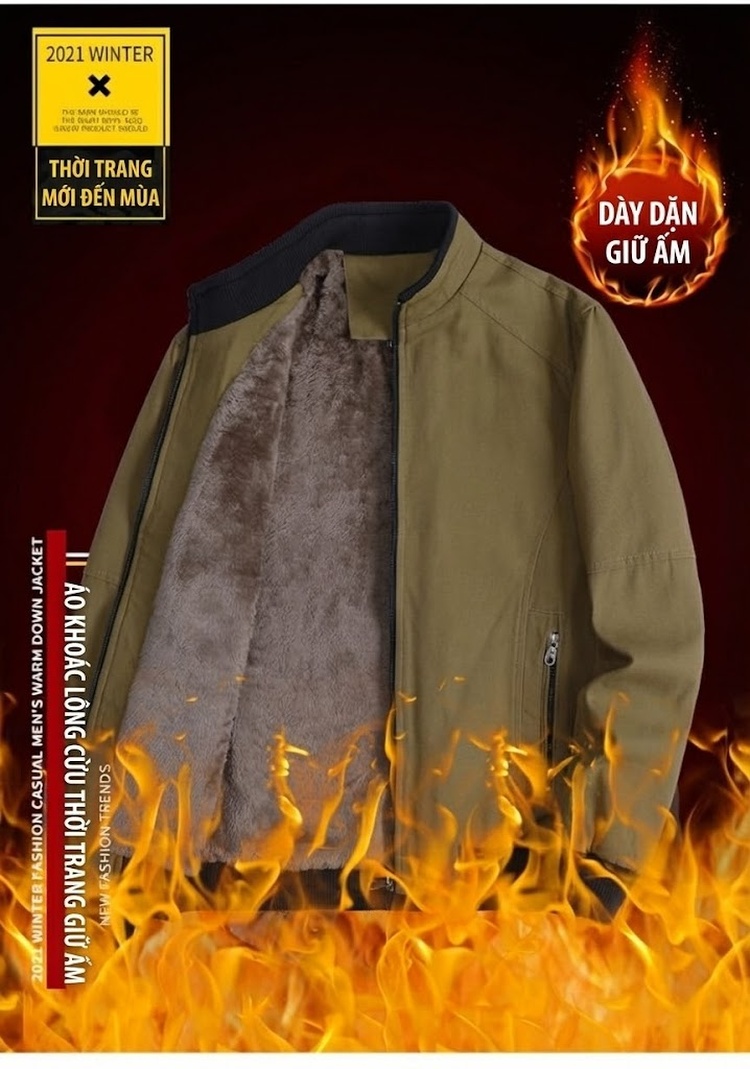 Áo Khoác Nam Dáng Bomber Lót Lông Dày Dặn Phong Cách Hàn Quốc Màu Xanh, Đen, Đỏ... chi tiết 2