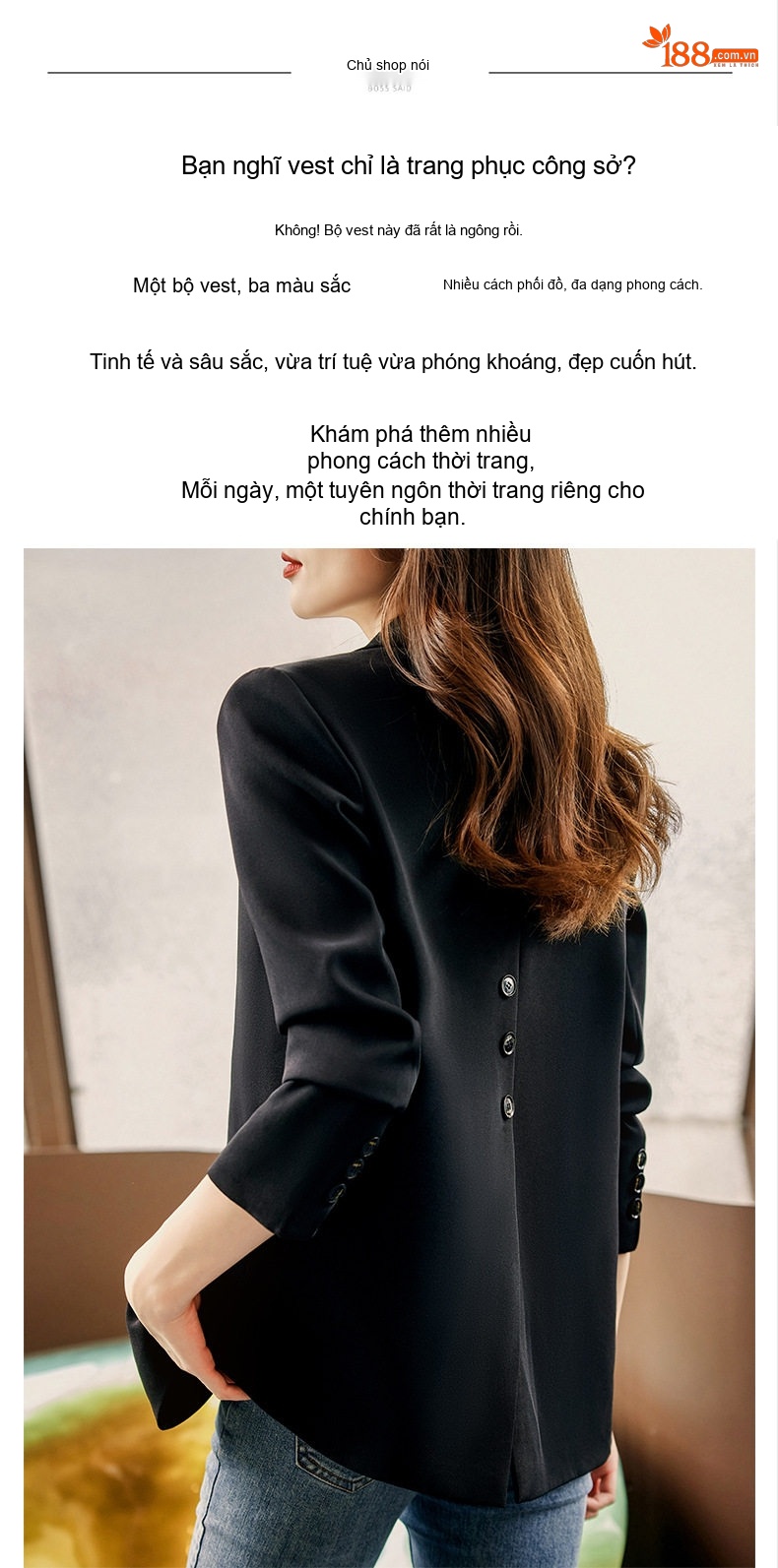 Áo Khoác Blazer Nữ Dáng Rộng Thiết Kế Cá Tính Có Lớp Lót Cotton Màu Đen, Xanh Lá, Nâu chi tiết 16