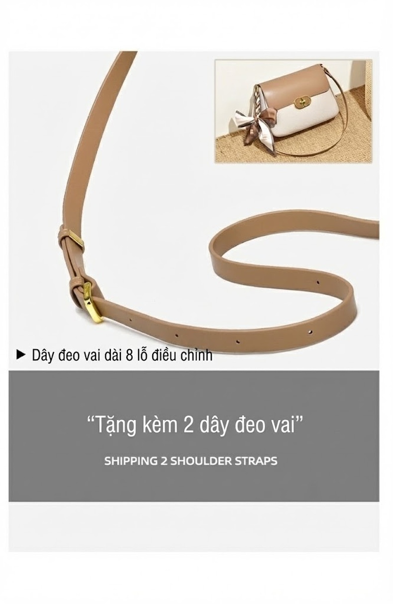 Túi Đeo Vai/Đeo Chéo Nữ Fansman Thiết Kế Đơn Giản Màu Nâu, Trắng, Đen chi tiết 11