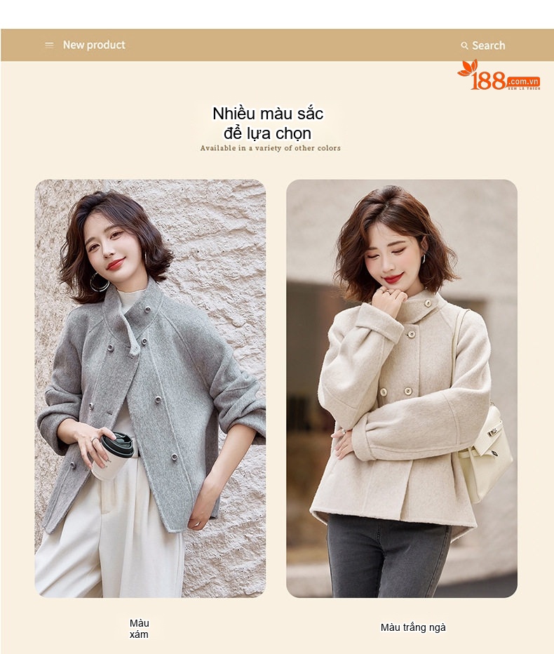 Áo Khoác Dạ Nữ Ngắn Tay Lỡ Dáng Suông Phong Cách Hàn Quốc Màu Be, Xám, Nâu, Đen chi tiết 8