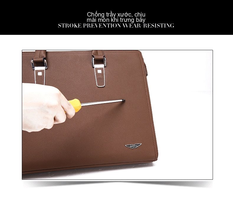 Cặp Túi Xách Tay Nam Khóa Số Chống Trộm Công Sở Đựng Laptop Da Mềm Đeo Vai Chéo chi tiết 3