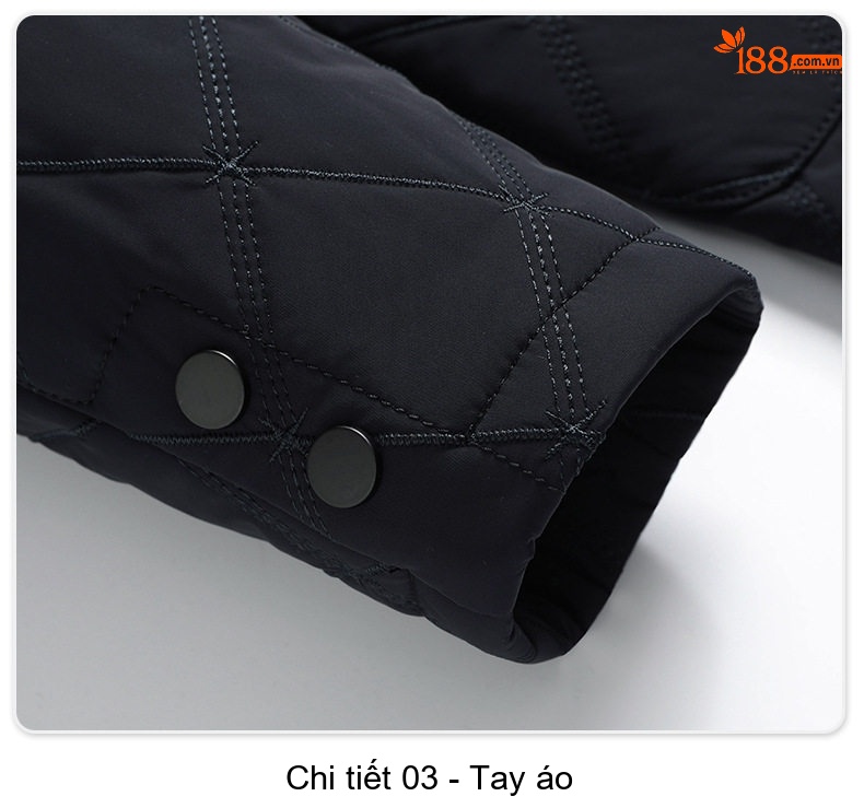 Áo Khoác Bông Nam Trung Niên Dáng Vừa Vải Cotton Lót Lụa Tằm Màu Xanh Navy chi tiết 19