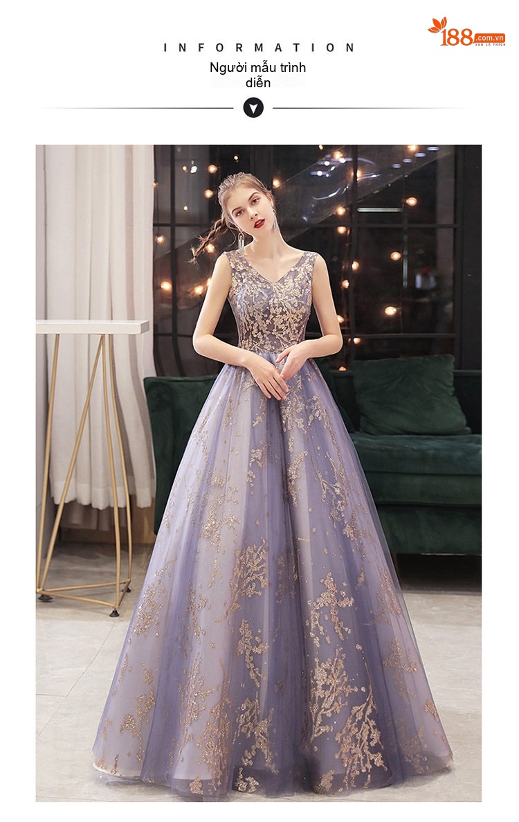 Váy Dạ Hội Nữ Dáng Dài Xòe Bồng Cho Học Sinh Sinh Viên Biểu Diễn, MC, Thanh Nhạc Màu Tím chi tiết 6