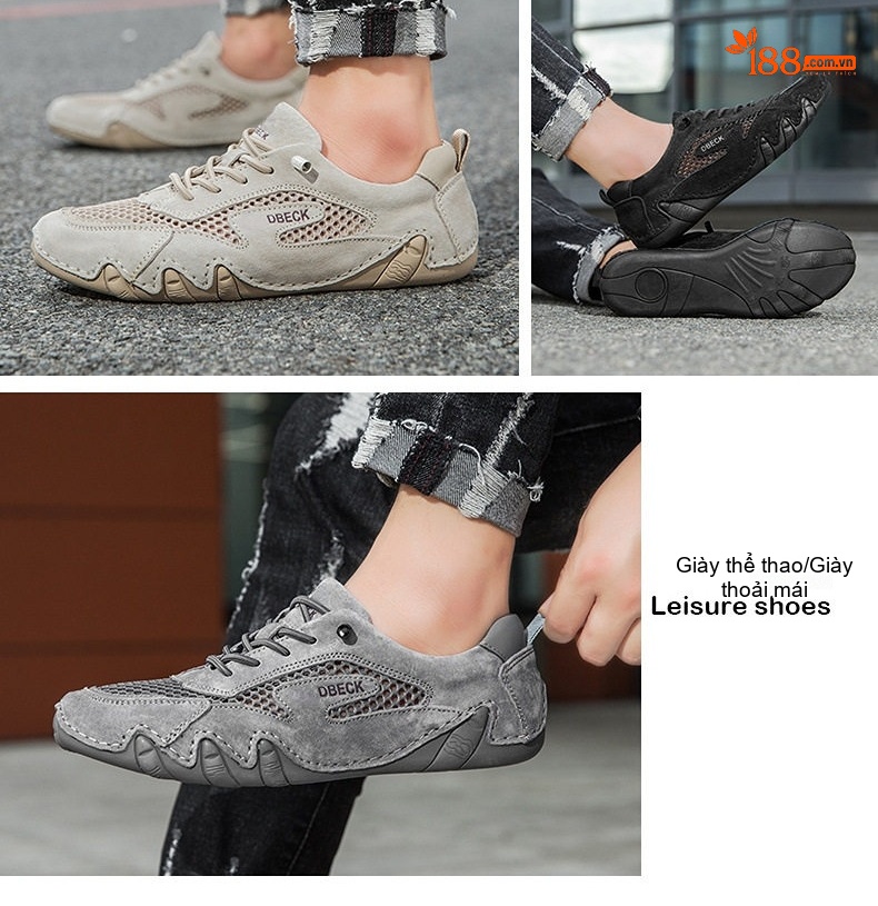 Giày Thể Thao Lưới Thoáng Khí Nam Nữ Da Mờ Outdoor Chiều Cao Đế Khoảng 3cm Màu Kem, Hồng chi tiết 4