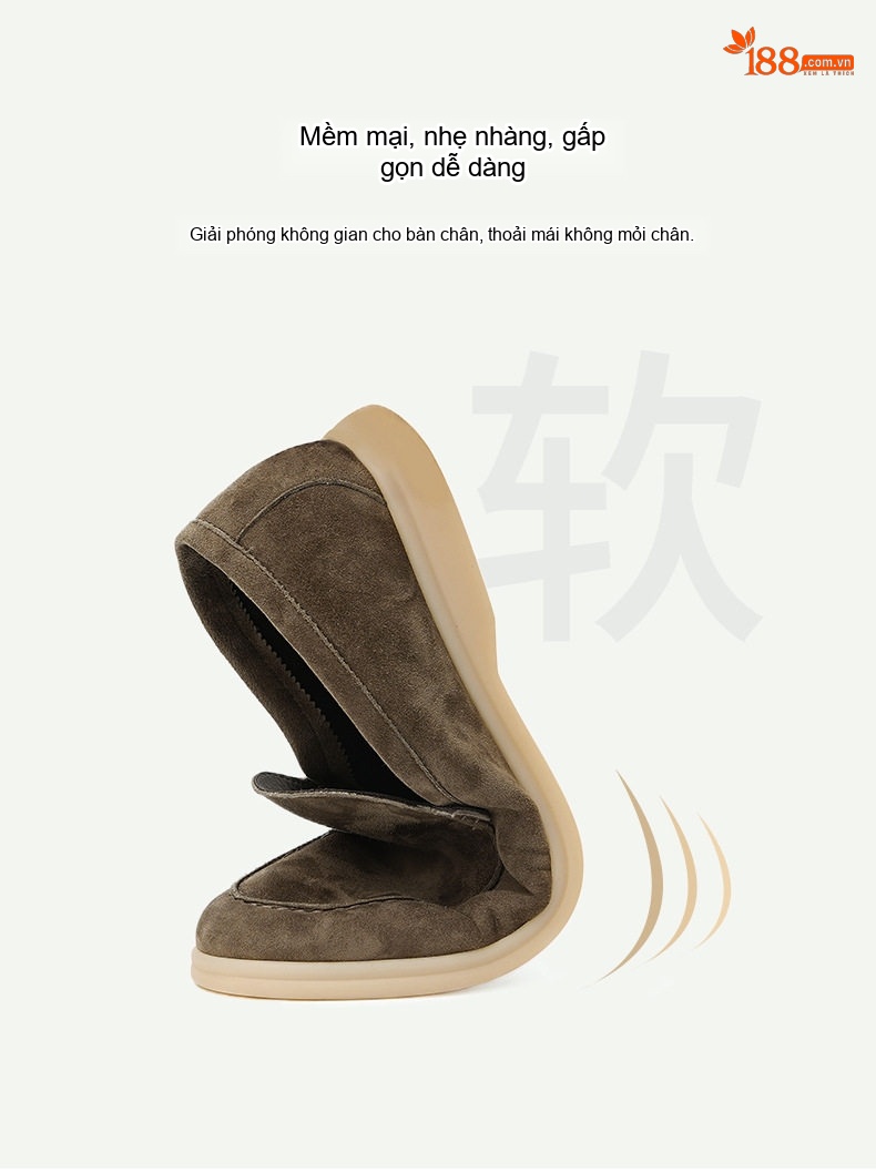 Giày Lười Nam Da Cừu Chiều Cao Đế Khoảng 3cm Màu Nâu, Xám, Xanh Navy chi tiết 3