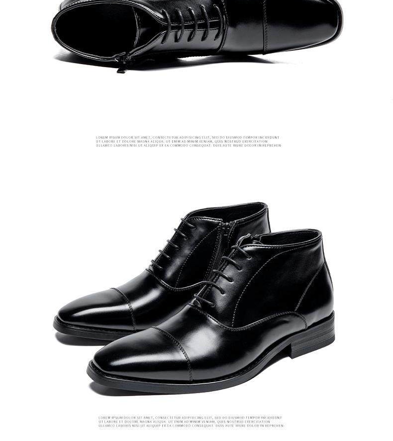 Giày Boot Martin Nam Cổ Thấp Da Bóng Chiều Cao Đế Khoảng 3cm Màu Đen chi tiết 18