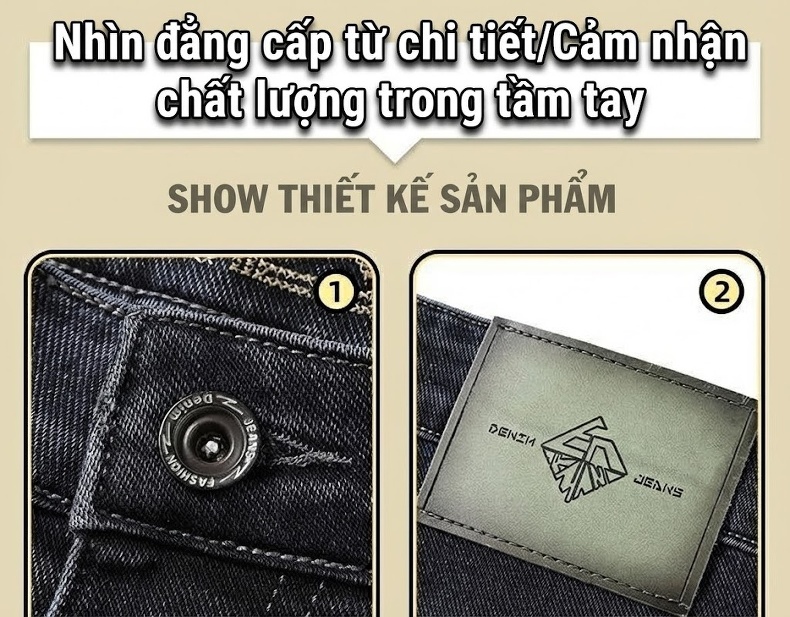 Quần Jean Nam Dáng Ôm Chân Thu Đông Thêu Họa Tiết Màu Đen, Xám chi tiết 7