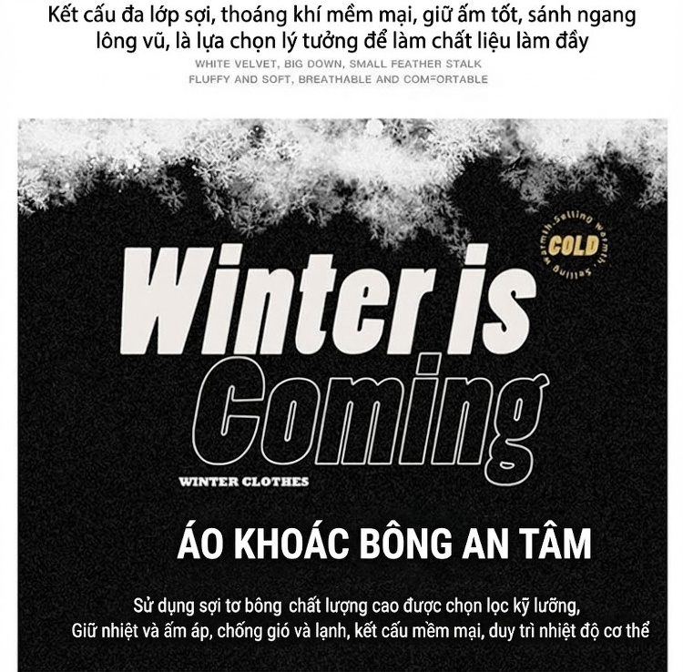 Áo Khoác Phao Nam Nữ Cotton Lót Dày Mũ Rời Chất Liệu Vải Lanh Màu Be, Đen, Xanh Lá, Hồng... chi tiết 9