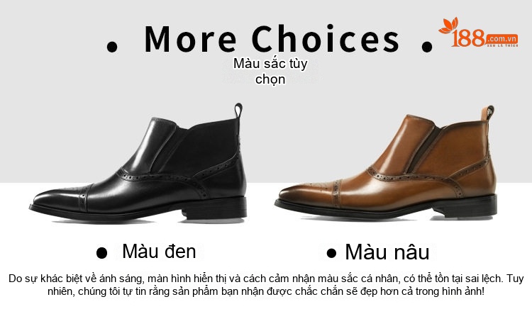 Chelsea Boots Nam Da Bò Cao Cổ Họa Tiết Chiều Cao Đế Khoảng 3cm Màu Đen, Nâu chi tiết 6