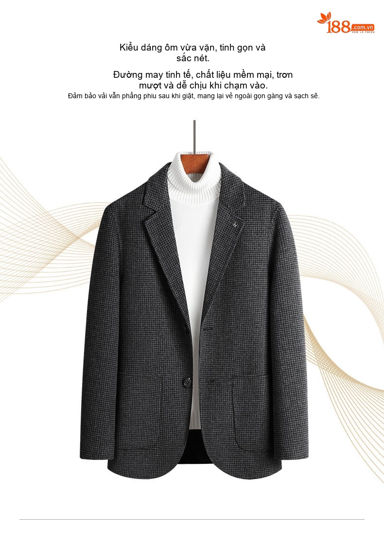 Áo Vest Nam Hai Mặt Thủ Công Họa Tiết Chân Chim Cúc Đơn Phong Cách Doanh Nhân chi tiết 9