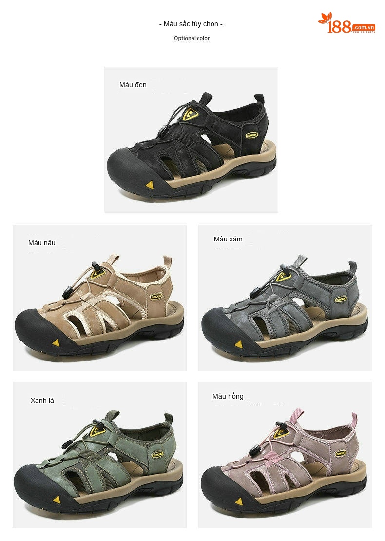 Dép Sandal Nam Bít Mũi Đi Nước Vải Dệt Thoáng Khí Đế Cao 3cm chi tiết 5