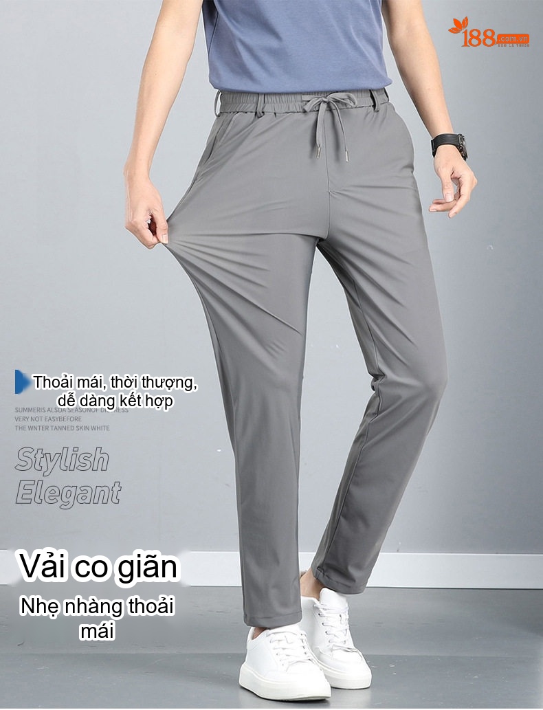 Quần Dài Nam Ống Đứng Dáng Suông Thoáng Khí Co Giãn Màu Đen, Xám chi tiết 8