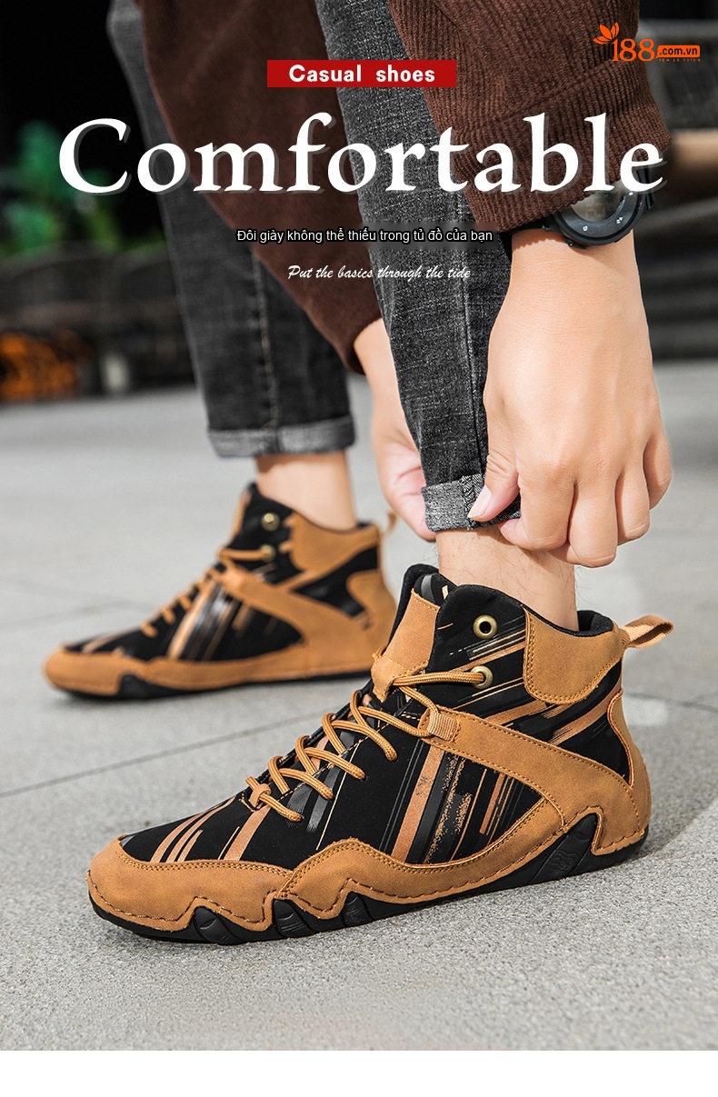 Giày Boot Martin Nam Cao Cổ Phong Cách Casual Chiều Cao Đế Khoảng 3cm Màu Đen, Nâu, Xám chi tiết 1