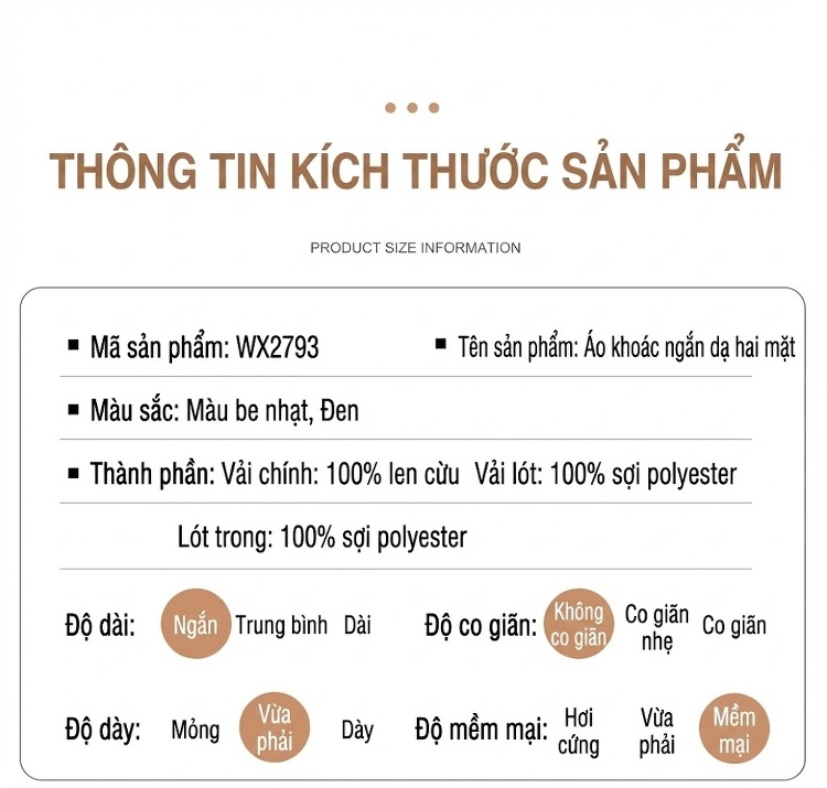 Áo Khoác Dạ Nam 100% Lông Cừu Hai Mặt Lót Nhung Vàng Kim Màu Be, Đen chi tiết 18