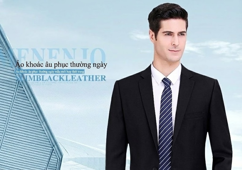 Bộ Vest Nam Áo Khoác Quần Dài Áo Gile Wool Chống Nhăn Màu Đen chi tiết 1