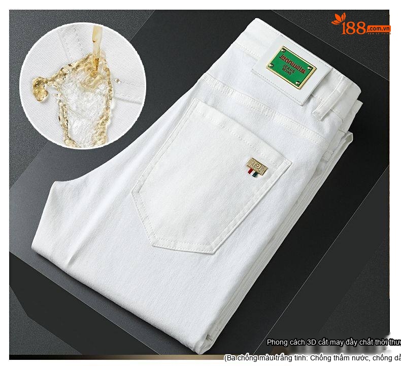 Quần Dài Nam Cotton Co Giãn Chống Thấm Nước Chống Bám Bẩn Chống Phai Màu Dáng Suông Màu Đen, Trắng chi tiết 4