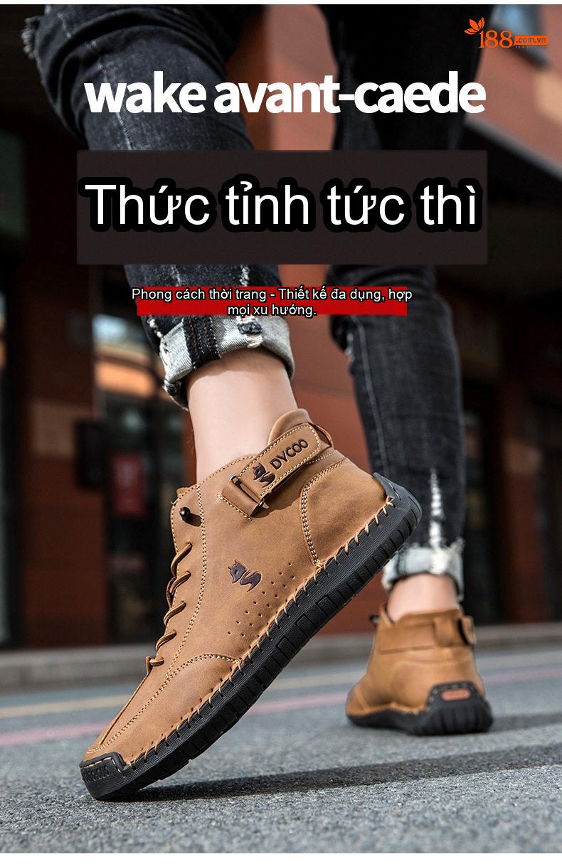 Giày Cao Cổ Nam Phong Cách Casual Chiều Cao Đế Khoảng 3cm Màu Nâu, Trắng, Xám chi tiết 1