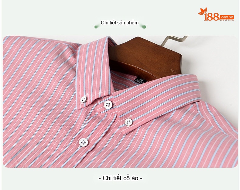 Áo Sơ Mi Dài Tay Nam Cotton Kẻ Sọc Kiểu Dáng Ôm Vừa Màu Xanh, Hồng, Xám chi tiết 9