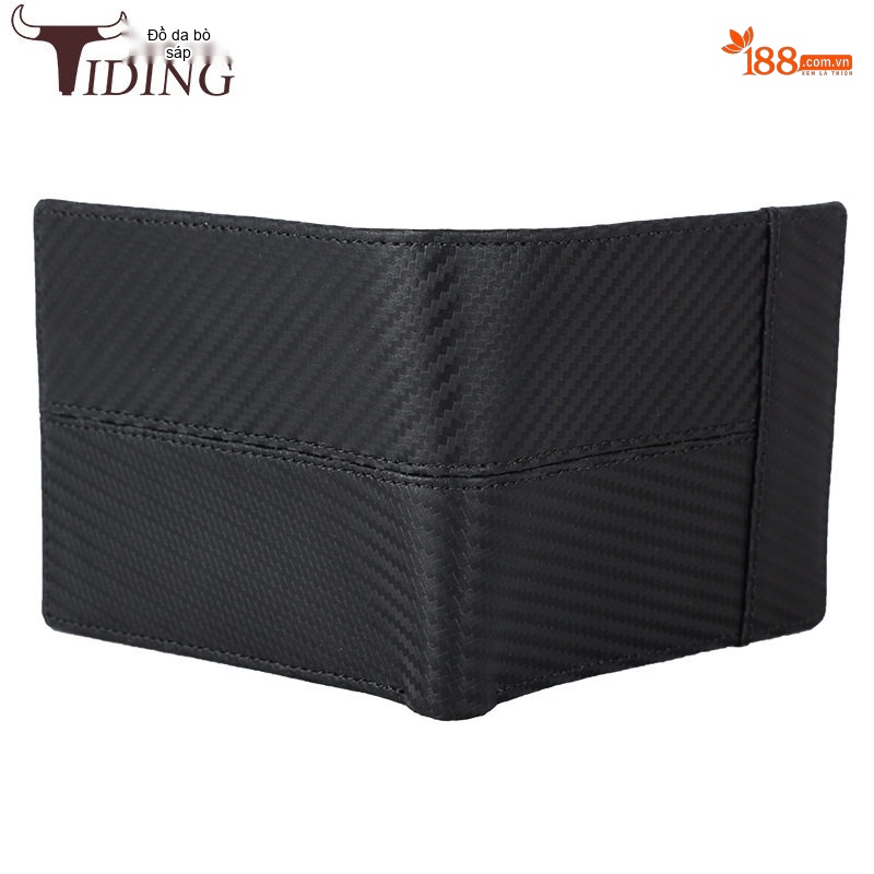 Ví Ngắn Nam TIDING Phong Cách Doanh Nhân Thiết Kế Đơn Giản Vải Sợi Carbon Màu Đen
