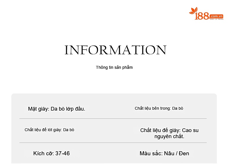 Giày Tây Buộc Dây Nam Da Bò Phong Cách Anh Quốc Chiều Cao Đế Khoảng 4cm Màu Nâu, Đen chi tiết 9