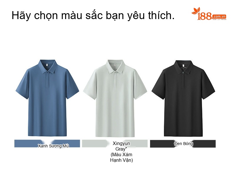 Áo Polo Nam Tay Ngắn Lụa Tằm In Họa Tiết Thoáng Mát Màu Xanh, Đen, Xám chi tiết 12