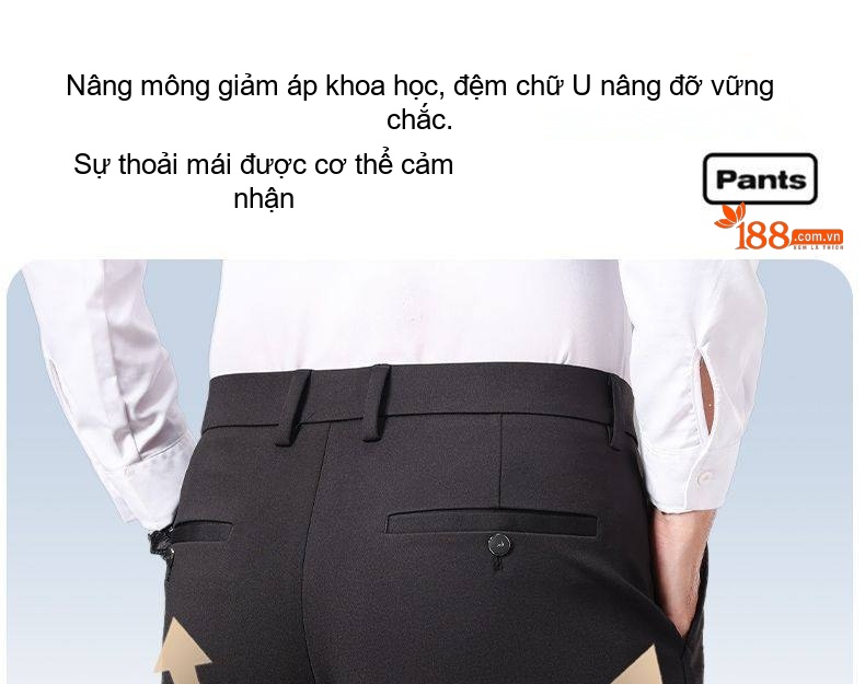 Quần Tây Nam Ống Đứng Dáng Ôm Vừa Vặn Lưng Cao Màu Đen chi tiết 9