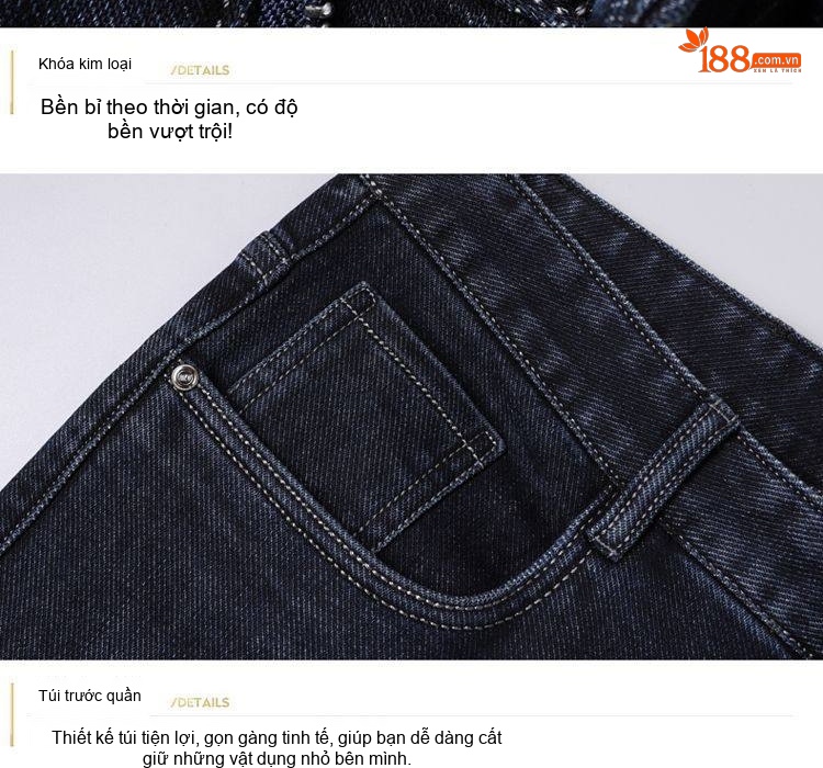Quần Jeans Nam Ống Đứng Dáng Ôm Vừa Co Giãn Nhẹ Phong Cách Trung Niên Màu Đen chi tiết 26