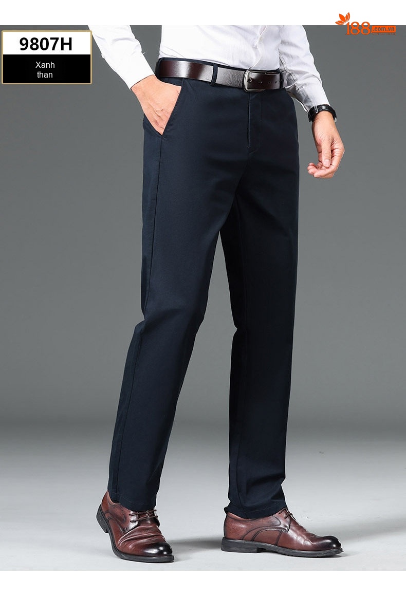 Quần Dài Nam Cotton Ống Suông Rộng Thoải Mái Màu Đen, Xám, Xanh Navy, Nâu chi tiết 24