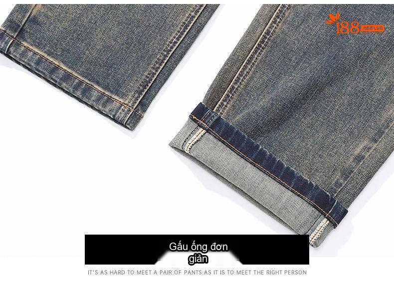 Quần Jean Nam Ống Đứng Co Giãn Thoải Mái Dáng Suông Màu Xanh Denim chi tiết 38
