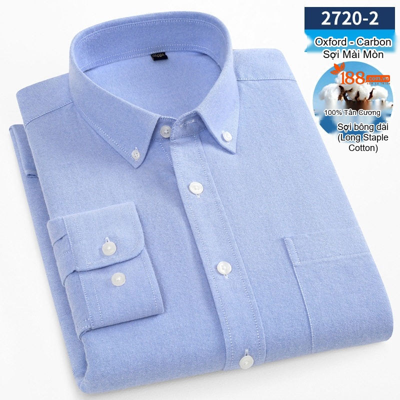 Áo Sơ Mi Tay Dài Nam Cotton Oxford Dáng Ôm Màu Trắng, Xanh Dương, Xám, Xanh Lá...