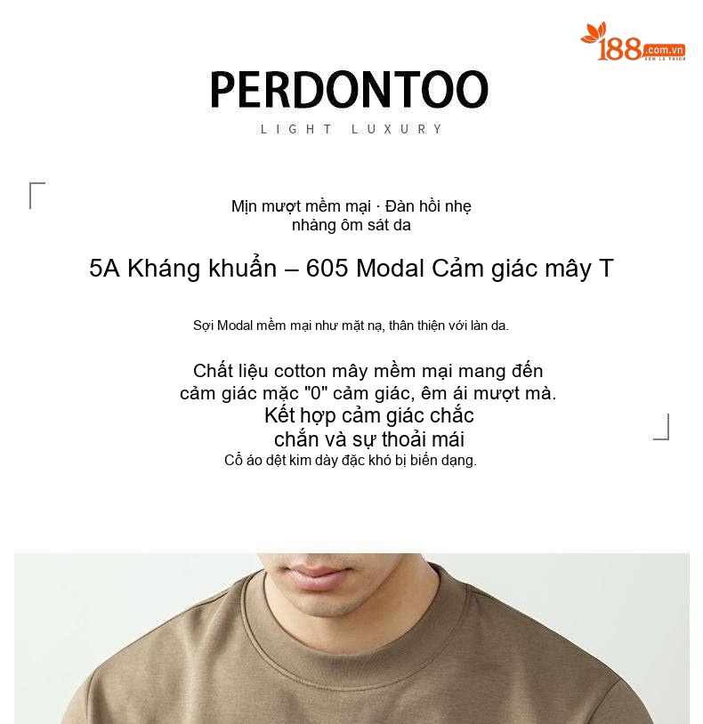 Áo Thun Dài Tay Nam Modal Cotton Mềm Mịn Kháng Khuẩn Màu Trắng, Đen, Nâu, Xám chi tiết 1