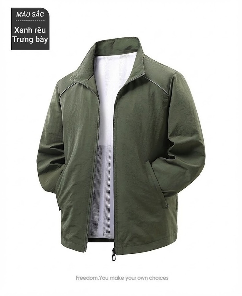 Áo khoác gió nam cổ trụ dáng ôm vừa vặn chi tiết 19
