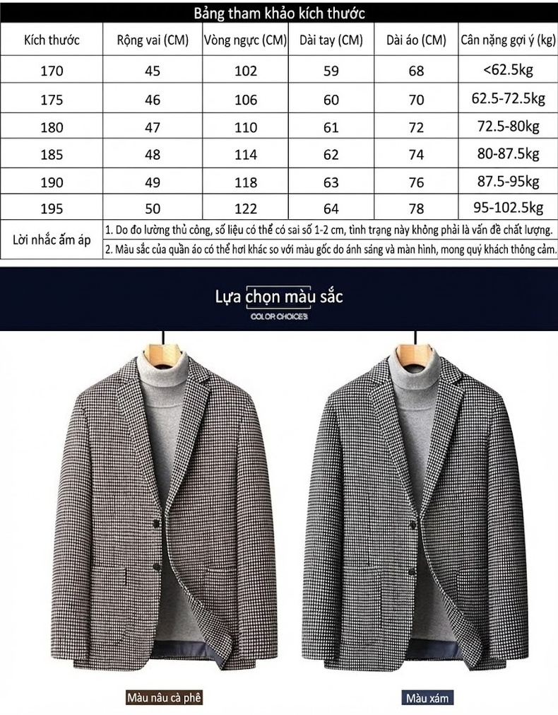 Áo Vest Nam Wool Kẻ Houndstooth Dáng Ôm Phong Cách Hàn Quốc chi tiết 5